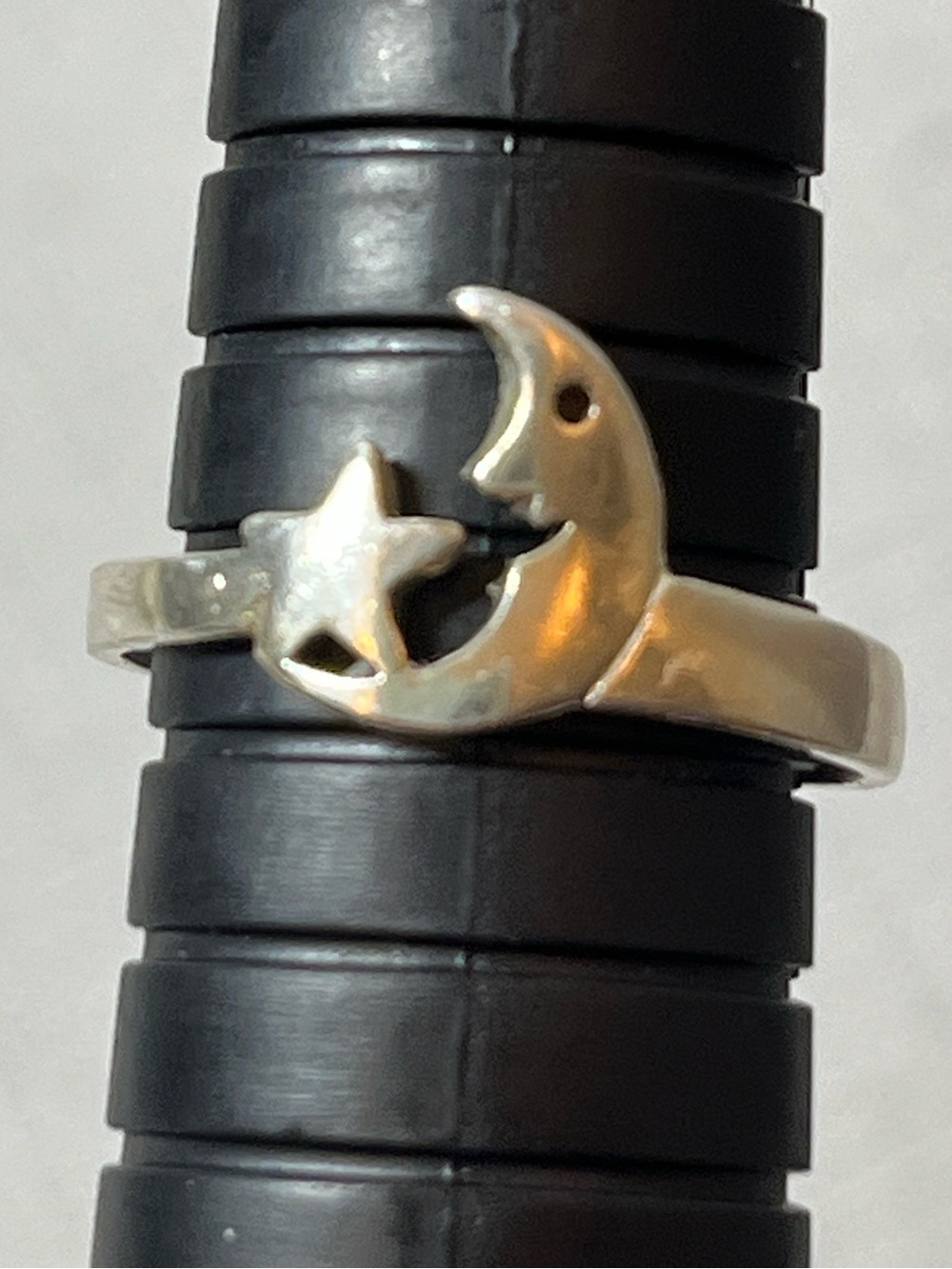 Moon and Star Sterling Silver Ring
Size 7